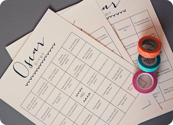Oscar Party Bingo - use washi tape instead of pens or stickers