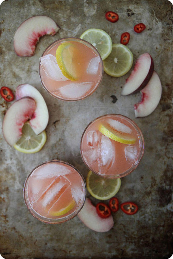 Backyard movie night menu: Spicy White Peach Lemonade
